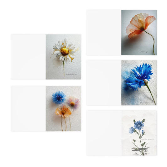 Floral Watercolor Greeting Cards – 5-Pack Assorted Blank Note Cards
