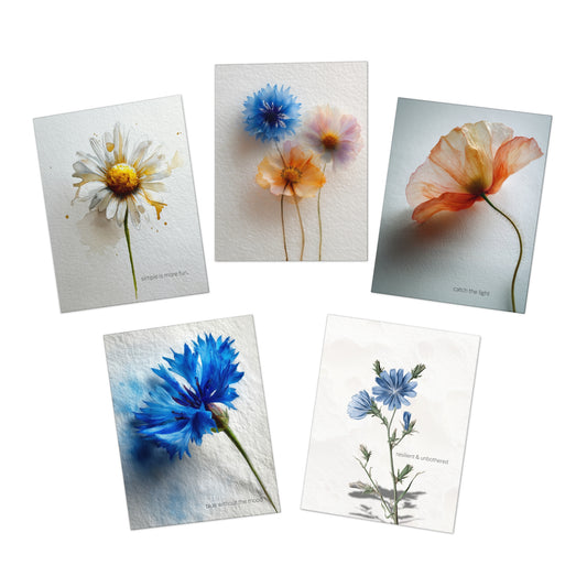 Floral Watercolor Greeting Cards – 5-Pack Assorted Blank Note Cards